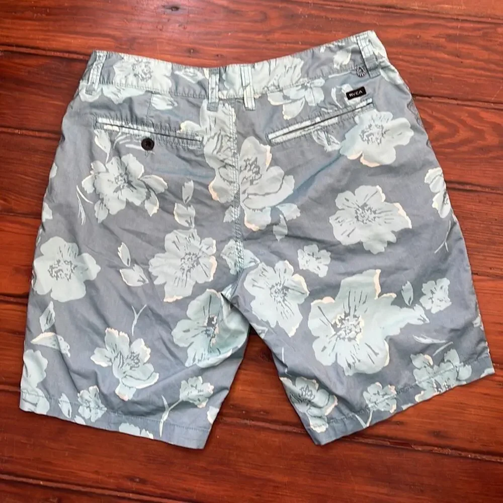 RVCA dual purpose trunk flat front floral printed swim shorts sz 30